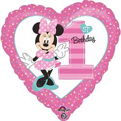 Foto van Anagram folieballon minnie's 1st birthday meisjes 43 cm roze