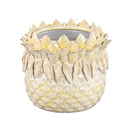 Foto van Ptmd tamiah yellow ceramic pineapple shaped pot low m