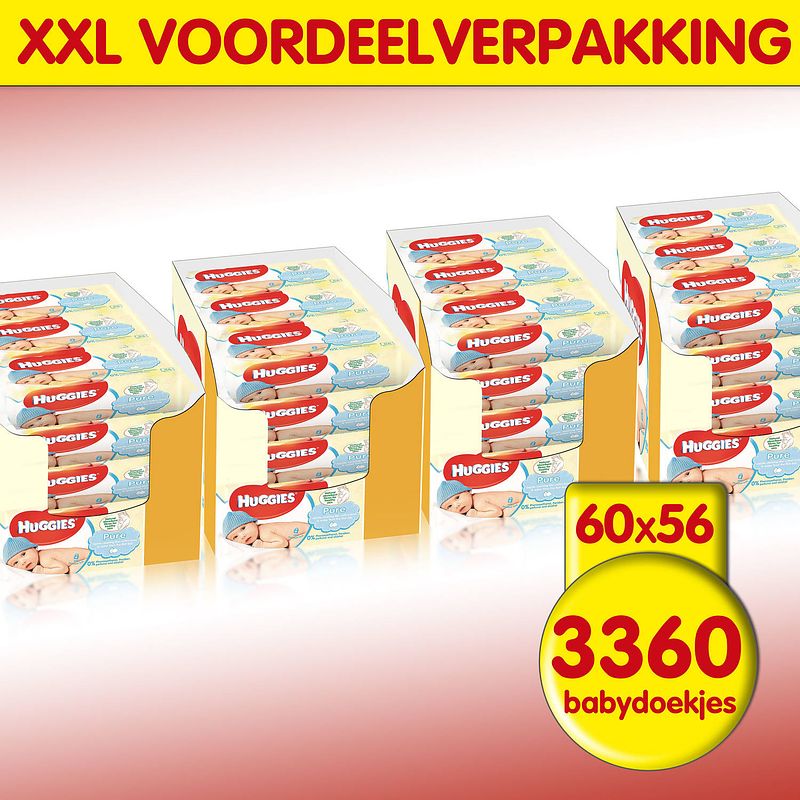 Foto van Huggies - pure - billendoekjes - 3360 babydoekjes - 60 x 56