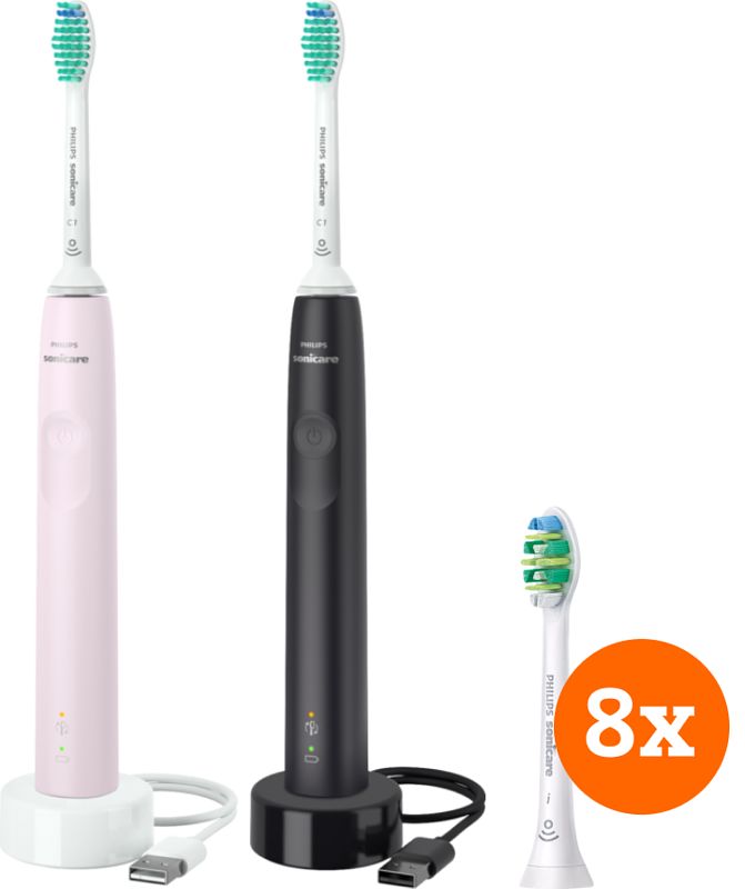 Foto van Philips sonicare 3100 series hx3675/15 + intercare opzetborstels (8 stuks)