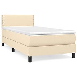 Foto van The living store boxspringbed - comfort - bed - 203 x 100 x 78/88 cm - crème - pocketvering matras - middelharde