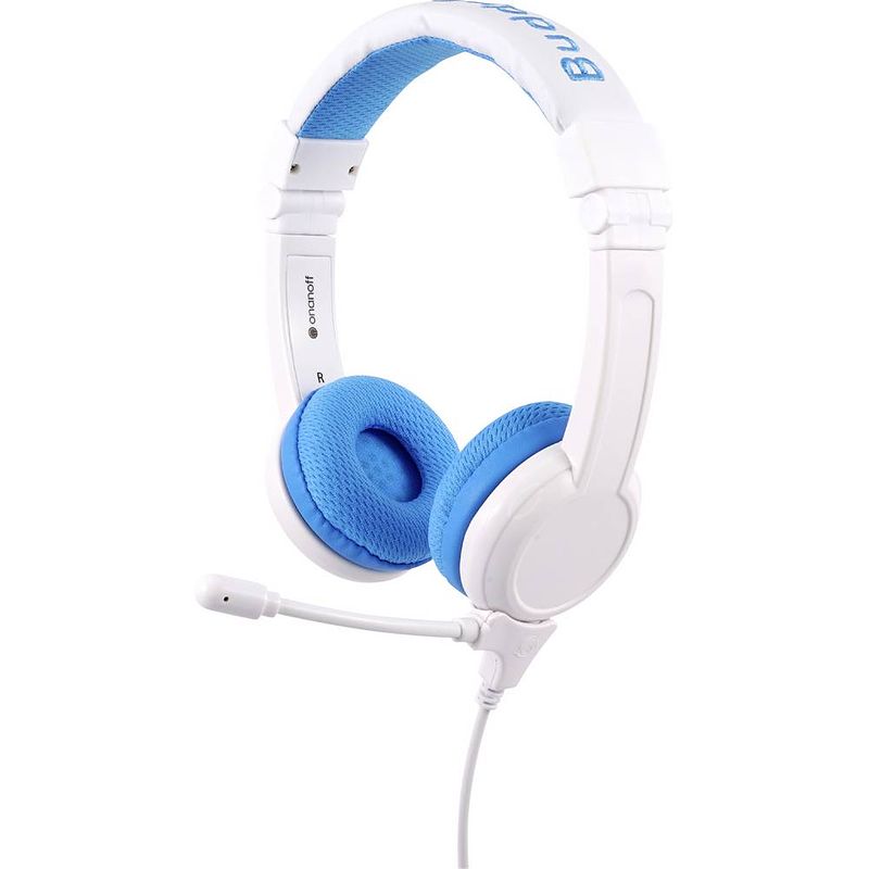 Foto van Onanoff buddyphones® on ear headset kabel kinderen blauw volumebegrenzing, vouwbaar, headset, bestand tegen zweet