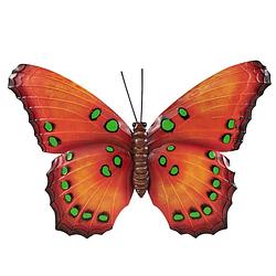 Foto van Tuindecoratie vlinder van metaal oranje 48 cm - tuinbeelden