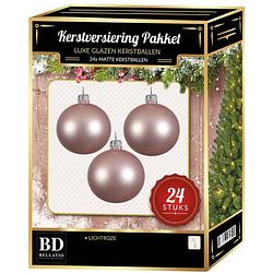 Foto van Lichtroze kerstversiering kerstballen 24-delig 6 en 8 cm - kerstbal