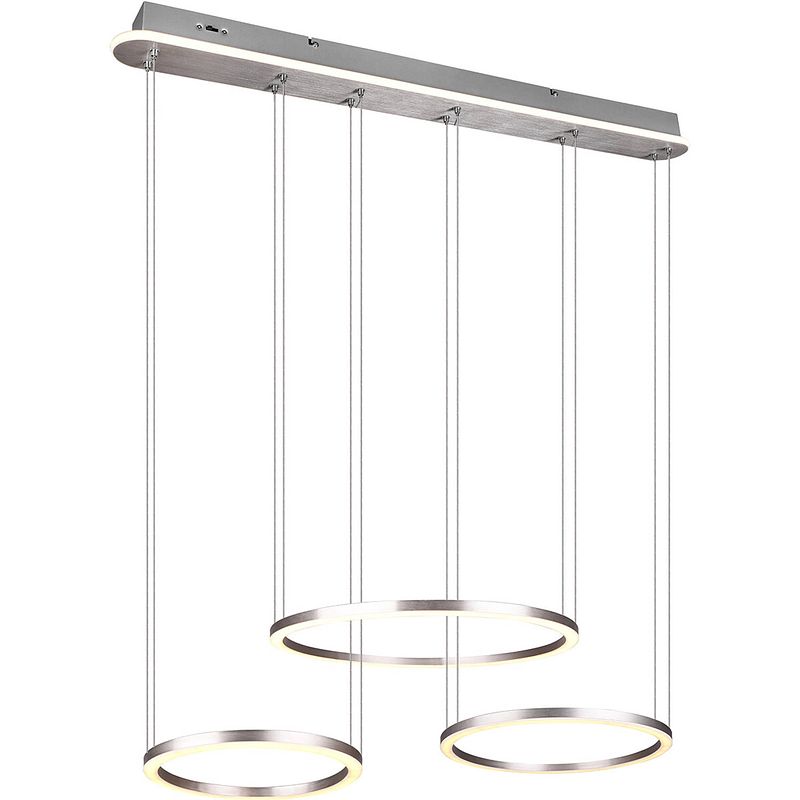 Foto van Led hanglamp - trion mirosa - 56w - aanpasbare kleur - dimbaar - rechthoek - mat nikkel - aluminium