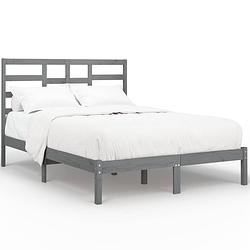 Foto van Vidaxl bedframe massief hout grijs 150x200 cm 5ft king size