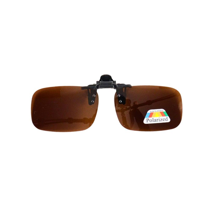 Foto van Montour clip on zonnebril - renee - vierkant model - bruin - met gepolariseerde glazen