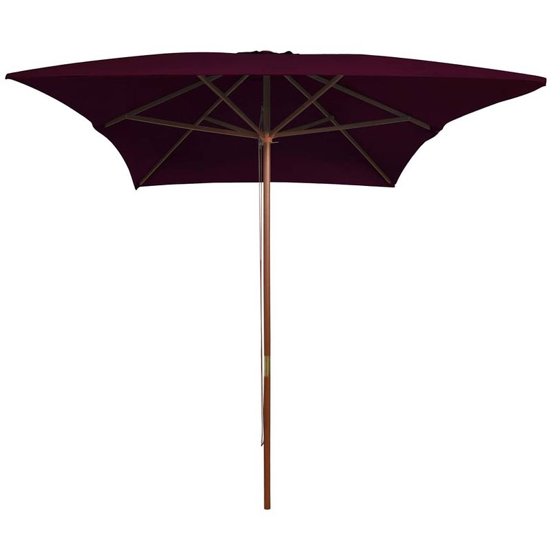 Foto van The living store parasol bordeauxrood 200x300x250cm - uv-beschermend polyester - 38mm paaldiameter - houten frame