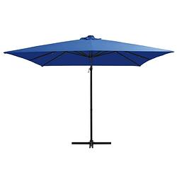 Foto van The living store luxe hangende parasol - led-verlichting - azuurblauw - 250 x 250 x 247 cm