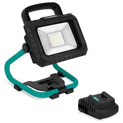 Foto van Vonroc accu bouwlamp 20v - led - 20w - 2 standen: 900/1800 lumen - kantelbaar - brede stralingshoek - incl. 2.0ah accu e