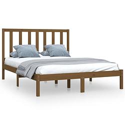 Foto van The living store bedframe - grenenhout - 120 x 190 cm - honingbruin