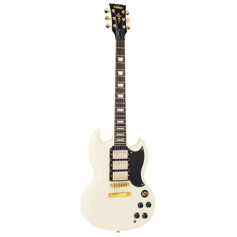 Foto van Vintage vs63vw 3 pickup guitar vintage white elektrische gitaar