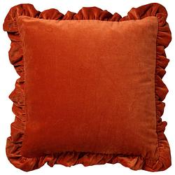 Foto van Dutch decor yara - kussenhoes velvet potters clay 45x45 cm - oranje - rood