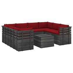 Foto van Vidaxl 9-delige loungeset met kussens pallet massief grenenhout