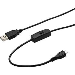 Foto van Joy-it usb-kabel usb 2.0 usb-a stekker, usb-micro-b stekker 1.50 m zwart incl. aan/uitschakelaar k-1470