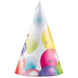 Foto van Amscan feesthoedjes balloons junior 16,2 cm papier 8 stuks