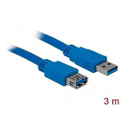 Foto van Delock usb-kabel usb 3.2 gen1 (usb 3.0 / usb 3.1 gen1) usb-a stekker, usb-a bus 3.00 m blauw vergulde steekcontacten 82540