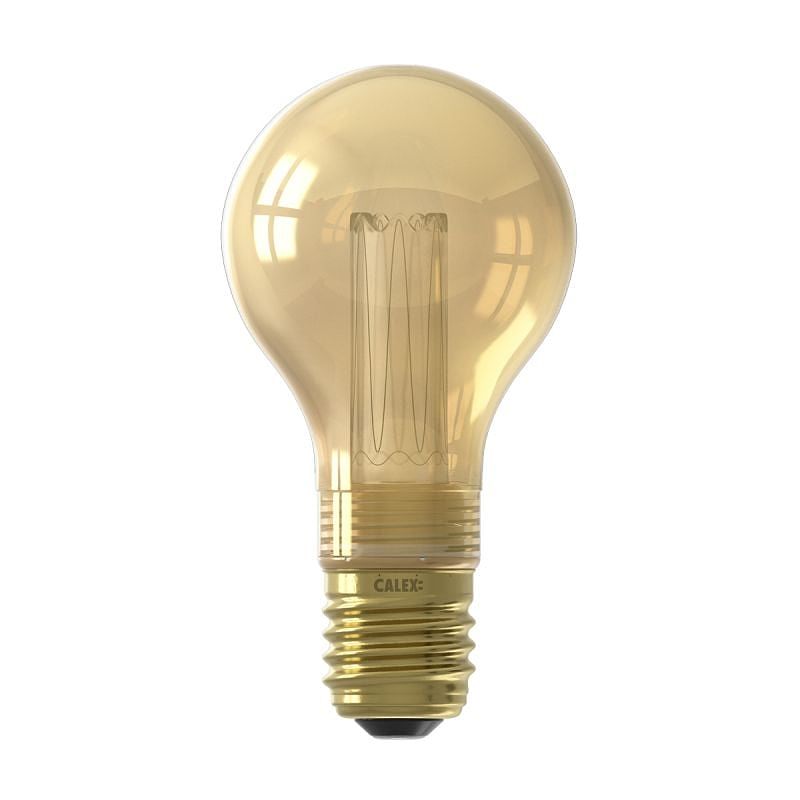 Foto van Calex led glassfiber gls-lamp a60 220-240v 2,3w 60lm e27, goud 1800k dimbaar