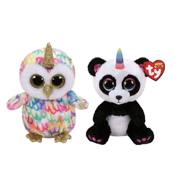 Foto van Ty - knuffel - beanie boo's - enchanted owl & paris panda