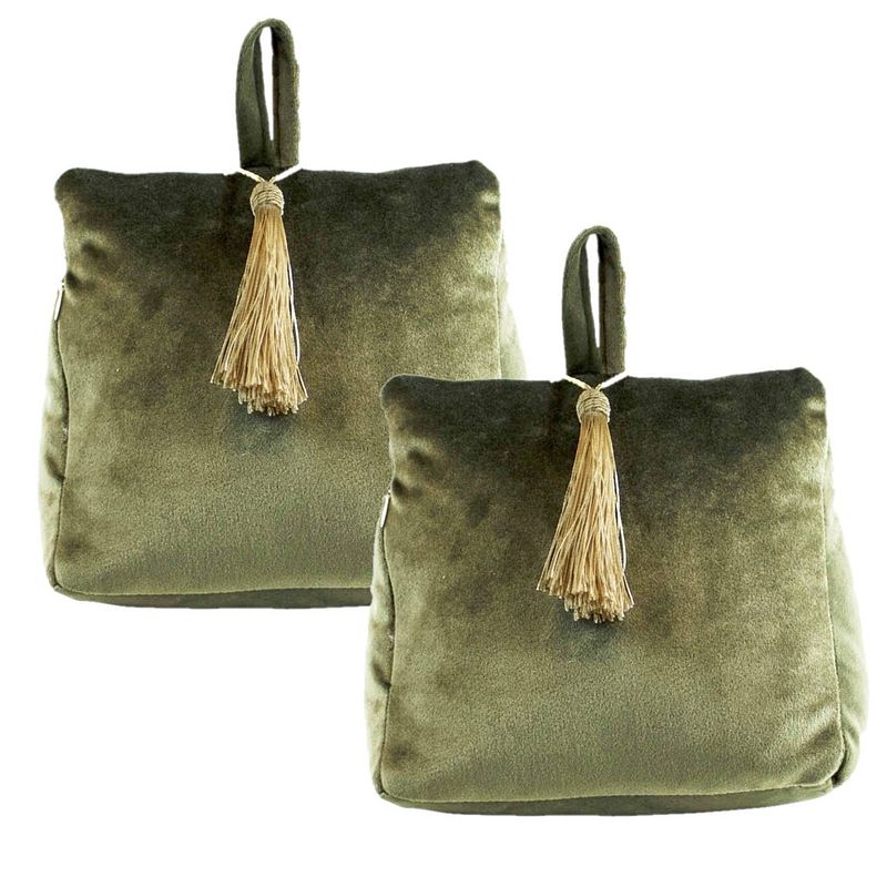 Foto van 2x stuks fluwelen mosgroene deurstopper 18 cm - deurstoppers