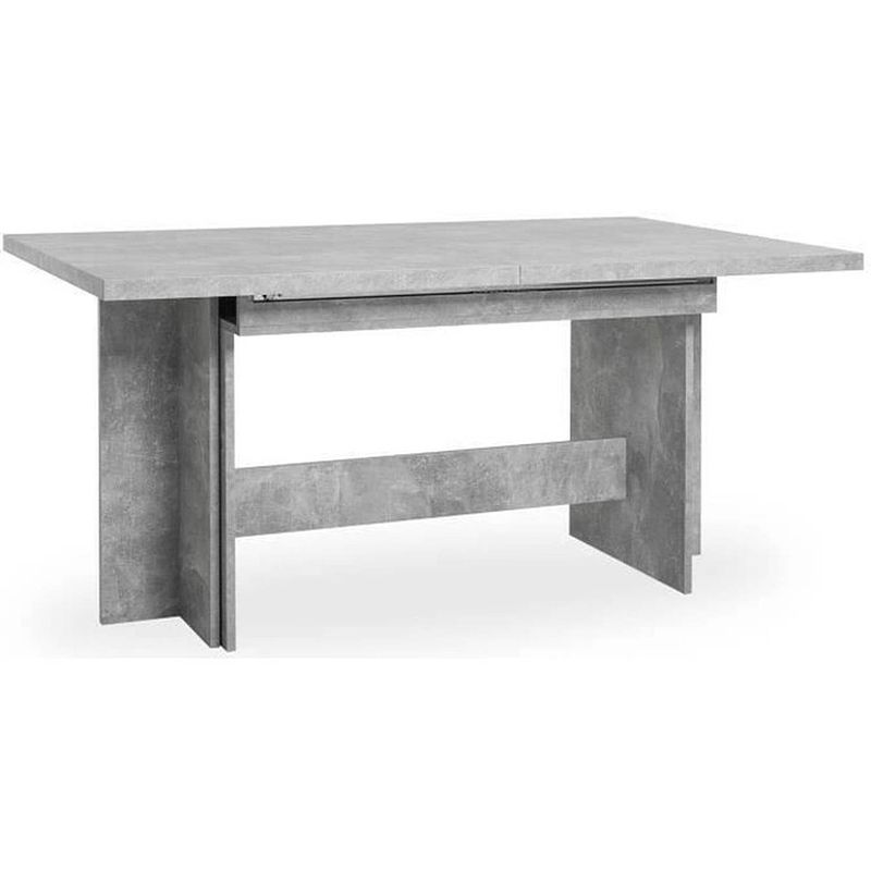 Foto van Uitschuifbare eettafel voor 8 tot 12 personen - klassiek - structuurbetoneffect - ancona - l 160 / 310 x b 90 cm