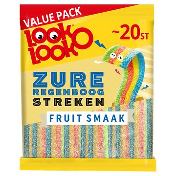 Foto van Lookolook zure regenboog streken fruit smaak value pack 200g bij jumbo