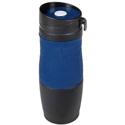 Foto van Dubbelwandige thermobeker donkerblauw/zwart 380 ml - thermosbeker