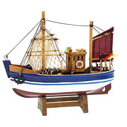 Foto van Vissersboot schaalmodel - hout - 20 x 5.5 x 17 cm - maritieme boten decoraties voor binnen - beeldjes