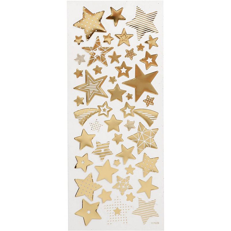 Foto van Creotime stickers kerststerren goud 10 x 24 cm 52-delig