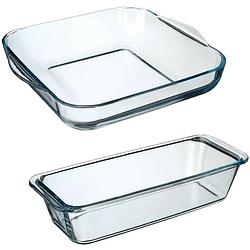 Foto van Ovenschalen set 2x formaten - glas - 29 x 29 cm/31 x 12 cm - ovenschalen