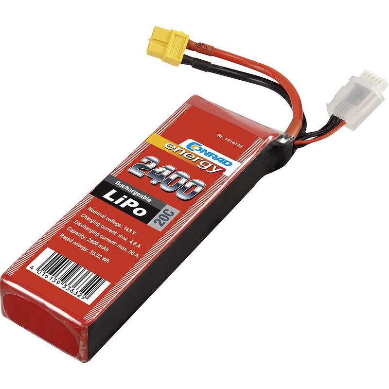 Foto van Conrad energy lipo accupack 14.8 v 2400 mah aantal cellen: 4 20 c softcase xt60