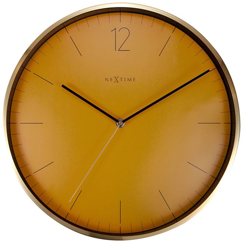 Foto van Wandklok nextime essential gold dia 34cm aluminium wit