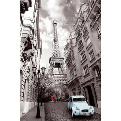 Foto van Gbeye paris red girl blue car poster 61x91,5cm