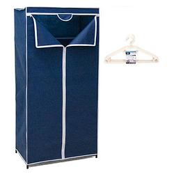 Foto van Mobiele opvouwbare kledingkast blauw 75 x 46 x 160 cm incl. 10 witte kledinghangers