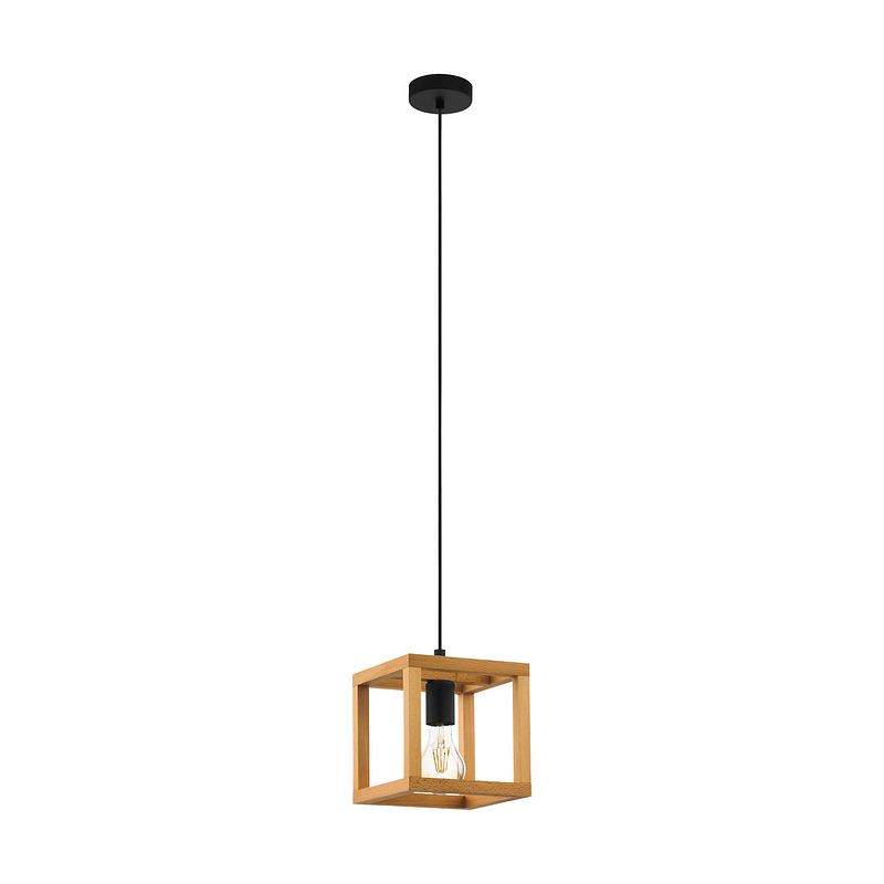 Foto van Eglo blackcrown 1 hanglamp - e27 - 20 cm - zwart/bruin