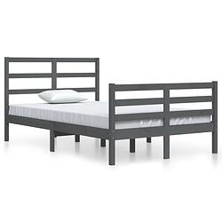 Foto van The living store bedframe - grijs - 205.5 x 125.5 x 100 cm - massief grenenhout