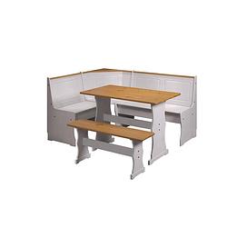 Foto van Paterno set hoekbank, tafel, kleine bank wit,honing.