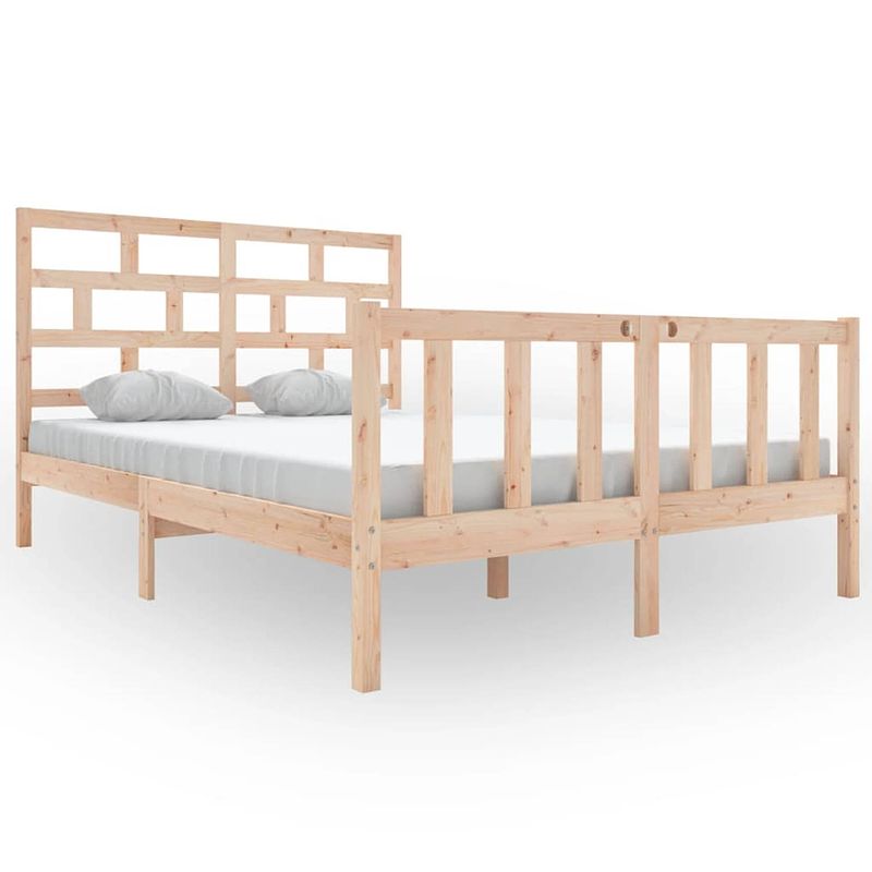 Foto van The living store houten bedframe - bedframe - 140 x 200 cm - ken- rustiek design