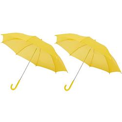 Foto van Set van 2x storm paraplus voor kinderen 77 cm doorsnede geel - paraplu's