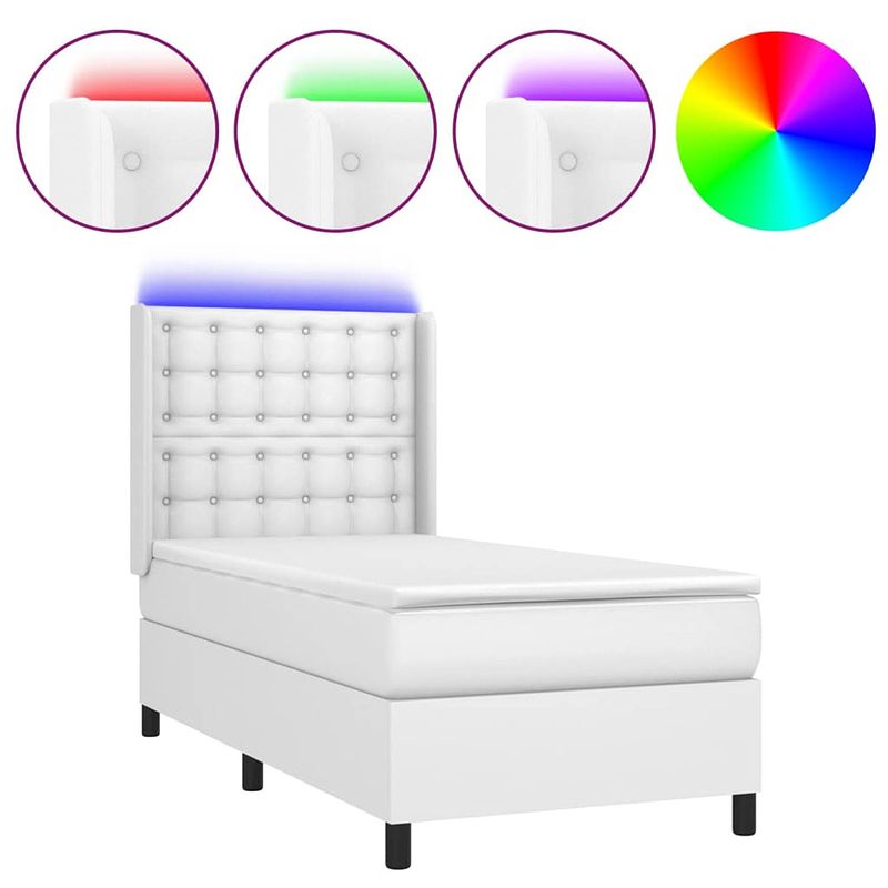 Foto van The living store boxspring - led-verlichting - kunstleren bedframe - pocketvering matras - huidvriendelijk topmatras -