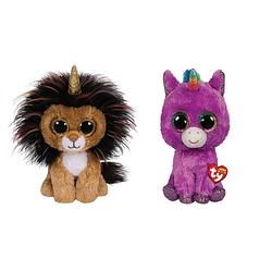 Foto van Ty - knuffel - beanie buddy - ramsey lion & rosette unicorn