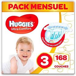 Foto van Huggies ultra comfort - unisex babyluiers x168 maat 3-1 maandverpakking