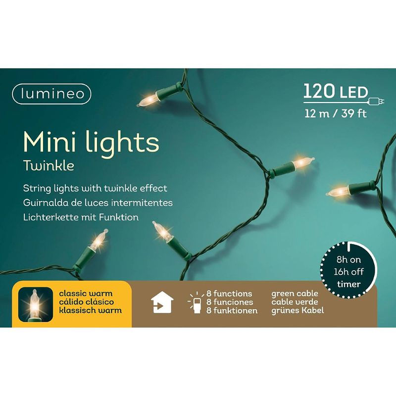 Foto van Lumineo - led mini lights l1190 cm groen/kwrm kerst