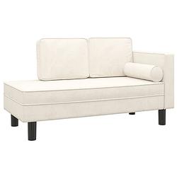 Foto van The living store chaise longue met kussens en bolster fluweel crèmekleurig - bank