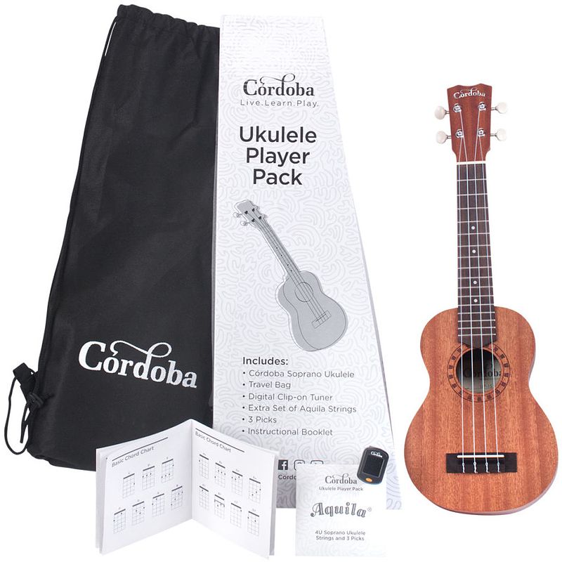 Foto van Cordoba player pack soprano sopraan ukelele starter set