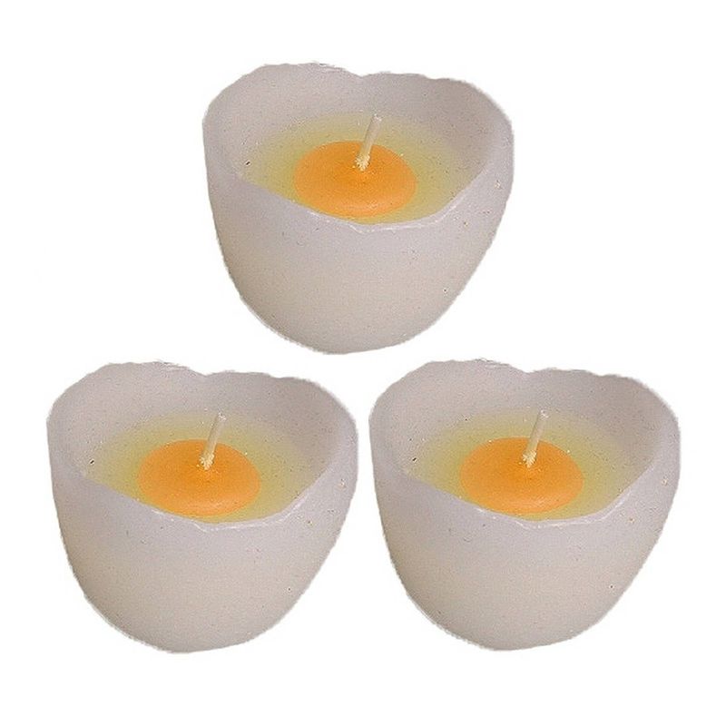 Foto van 3x witte eieren kaarsjes 5 cm - kaarsen