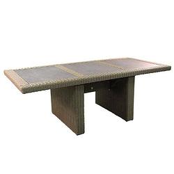 Foto van Own - dining tafel 220x100cm wicker hm02 kobo - stof 239 incl 3x inlay