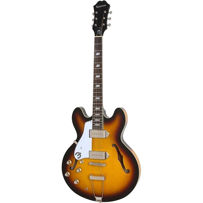 Foto van Epiphone original collection casino lh vintage sunburst linkshandige semi-akoestische gitaar