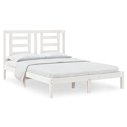 Foto van The living store houten bedframe - massief grenenhout - 150 x 200 cm (5ft king size) - wit