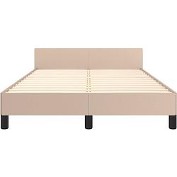 Foto van The living store bedframe - cappuccino - kunstleer - 203 x 126 x 118/128 cm - verstelbaar hoofdeind - stabiele poten -